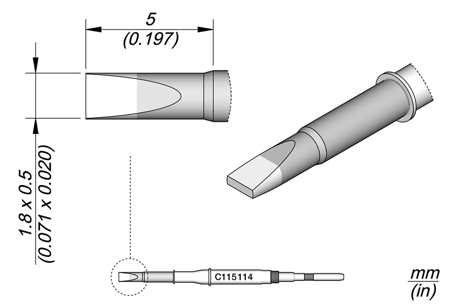 C115114 - Chisel Cartridge 1.8 x 0.5